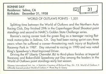 1991 World of Outlaws #31 Ronnie Day Back