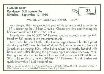 1991 World of Outlaws #33 Frankie Kerr Back