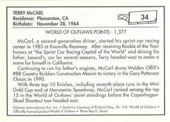 1991 World of Outlaws #34 Terry McCarl Back