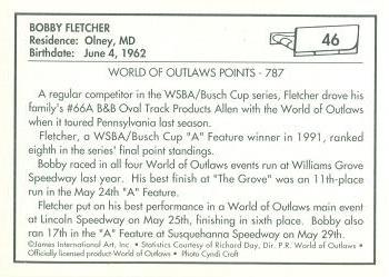 1991 World of Outlaws #46 Bobby Fletcher Back