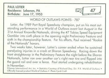 1991 World of Outlaws #47 Paul Lotier Back