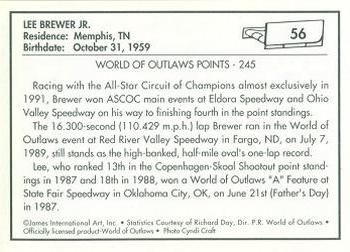 1991 World of Outlaws #56 Lee Brewer Jr. Back