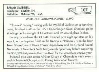 1991 World of Outlaws #107 Sammy Swindell's Car Back