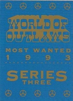 1993 World of Outlaws Most Wanted #NNO Cover Card Front