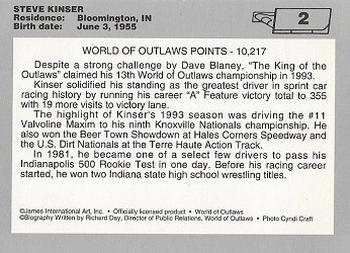 1994 World of Outlaws #2 Steve Kinser Back