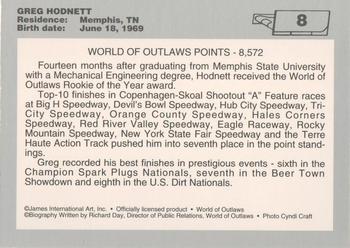 1994 World of Outlaws #8 Greg Hodnett Back