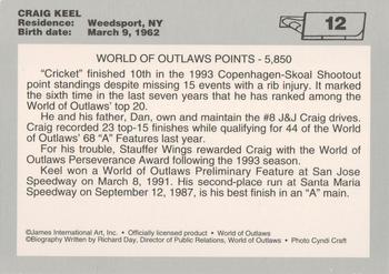 1994 World of Outlaws #12 Craig Keel Back