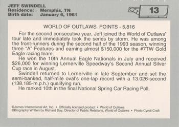 1994 World of Outlaws #13 Jeff Swindell Back