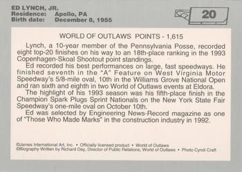 1994 World of Outlaws #20 Ed Lynch Jr. Back