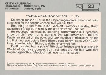 1994 World of Outlaws #23 Keith Kauffman Back