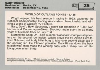 1994 World of Outlaws #25 Gary Wright Back