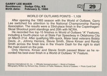 1994 World of Outlaws #29 Garry Lee Maier Back