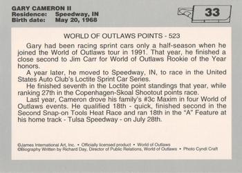 1994 World of Outlaws #33 Gary Cameron II Back