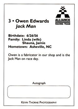 1995 Alliance Racing Team #3 Owen Edwards Back