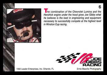 1992 Leader Enterprises Joe Gibbs Racing #6 Dale Jarrett's car Back