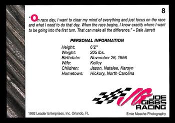 1992 Leader Enterprises Joe Gibbs Racing #8 Dale Jarrett Back