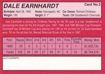 1990 AC Racing Proven Winners #3 Dale Earnhardt Back