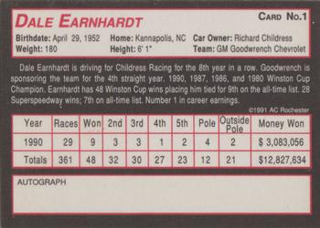 1991 AC Racing #1 Dale Earnhardt Back