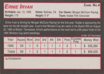 1991 AC Racing #4 Ernie Irvan Back