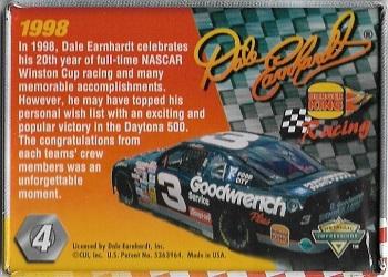 1998 Burger King Dale Earnhardt #4 Dale Earnhardt Back