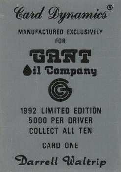 1992 Card Dynamics Gant Oil #1 Darrell Waltrip Back