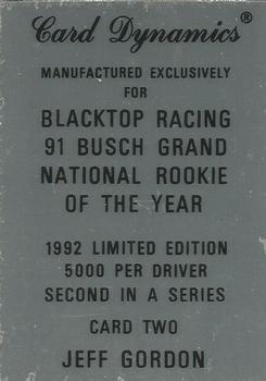 1993 Card Dynamics Blacktop Racing #2 Jeff Gordon Back