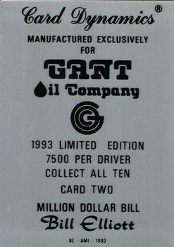 1993 Card Dynamics Gant Oil #2 Bill Elliott Back