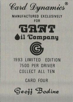 1993 Card Dynamics Gant Oil #4 Geoff Bodine Back