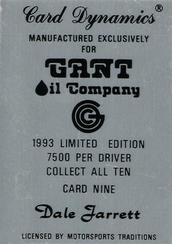1993 Card Dynamics Gant Oil #9 Dale Jarrett Back