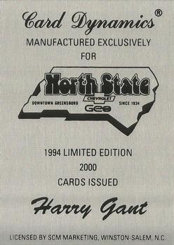 1992-94 Card Dynamics North State Chevrolet #NNO Harry Gant Back