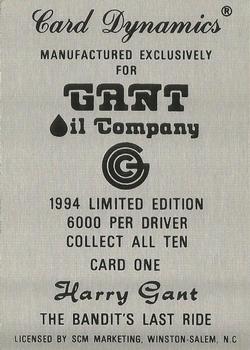 1994 Card Dynamics Gant Oil #1 Harry Gant Back