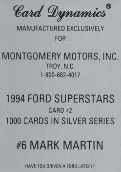 1994 Card Dynamics Montgomery Motors #2 Mark Martin Back