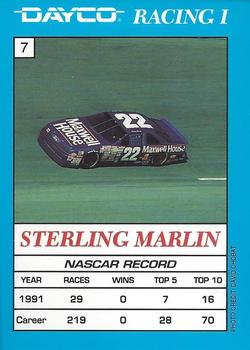 1992 Dayco #7 Sterling Marlin Back