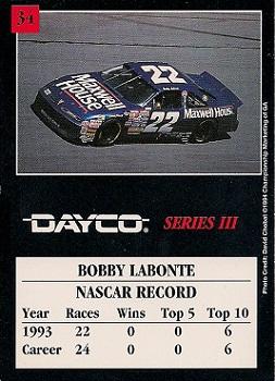 1994 Dayco #34 Bobby Labonte Back