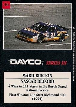 1994 Dayco #36 Ward Burton Back