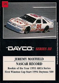 1994 Dayco #38 Jeremy Mayfield Back