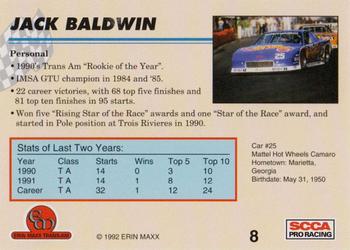 1992 Erin Maxx Trans-Am #8 Jack Baldwin Back