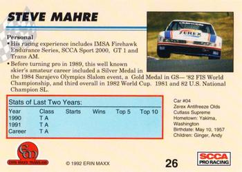 1992 Erin Maxx Trans-Am #26 Steve Mahre Back