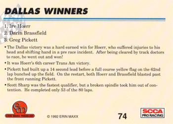 1992 Erin Maxx Trans-Am #74 Dallas Winners Back