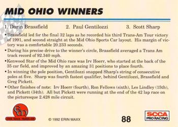 1992 Erin Maxx Trans-Am #88 Mid Ohio Winners Back