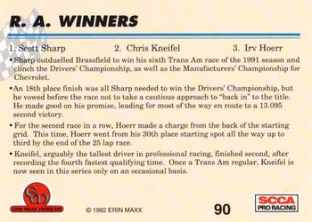 1992 Erin Maxx Trans-Am #90 R. A. Winners Back