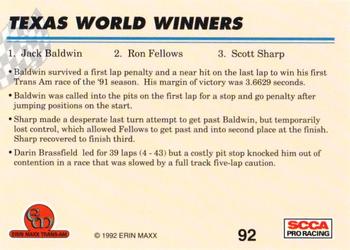 1992 Erin Maxx Trans-Am #92 Texas World Winners Back