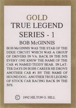 1992 Hilton G. Hill Gold True Legend #NNO Bob McGinnis Back