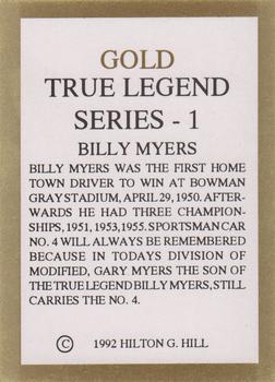 1992 Hilton G. Hill Gold True Legend #NNO Billy Myers Back