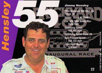 1995 Hi-Tech 1994 Brickyard 400 #22 Jimmy Hensley Back