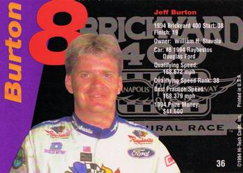 1995 Hi-Tech 1994 Brickyard 400 #36 Jeff Burton Back