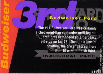 1995 Hi-Tech 1994 Brickyard 400 - Top 10 (doughnut) #BY3 Budweiser Car Back