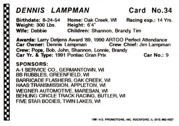 1991 Langenberg Hot Stuff ARTGO Stars #34 Dennis Lampman Back