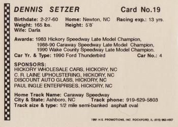 1991 Langenberg Hot Stuff Stock Car Champions #19 Dennis Setzer Back