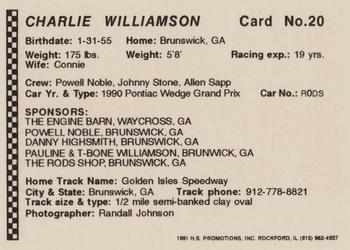 1991 Langenberg Hot Stuff Stock Car Champions #20 Charlie Williamson Back